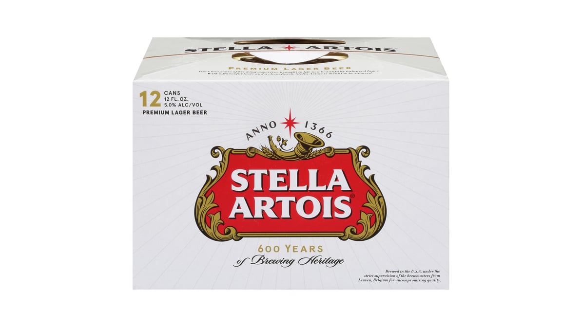 Stella Artois Premium Lager Beer Cans (12 oz x 12 ct)