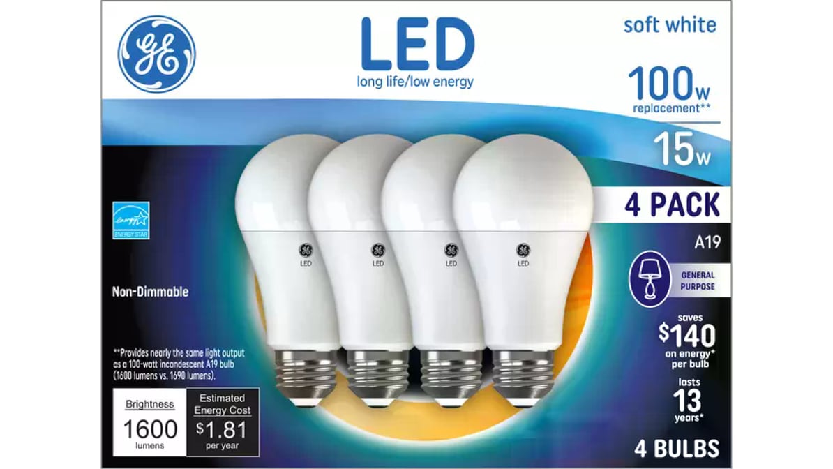 General Electric Soft White Bulbs (4 ct)