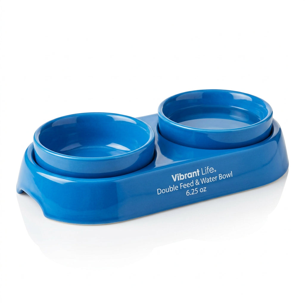 Vibrant Life Double Blue Dog Feed & Water Bowl (6.25 oz)