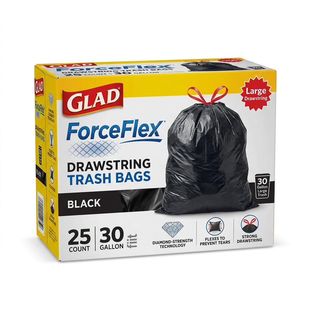 Glad Forceflex Drawstring 30 gal Trash Bags (25 ct)