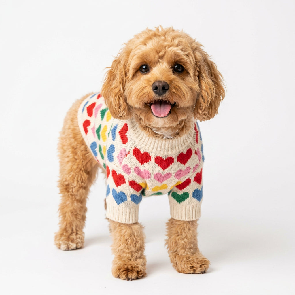 Fashion Pet All Over Hearts Dog Sweater