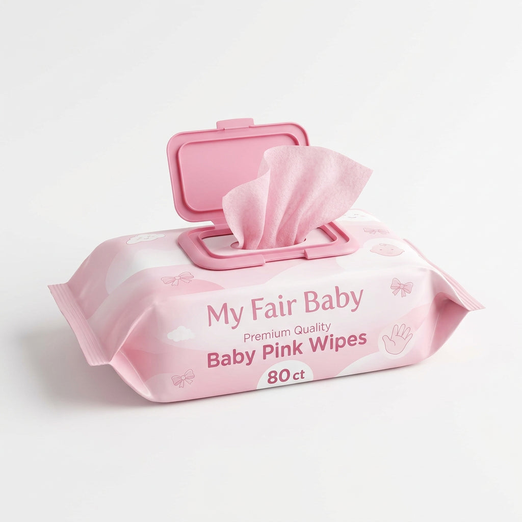 My Fair Baby Premium Quality Baby Pink Wipes (80 ct)