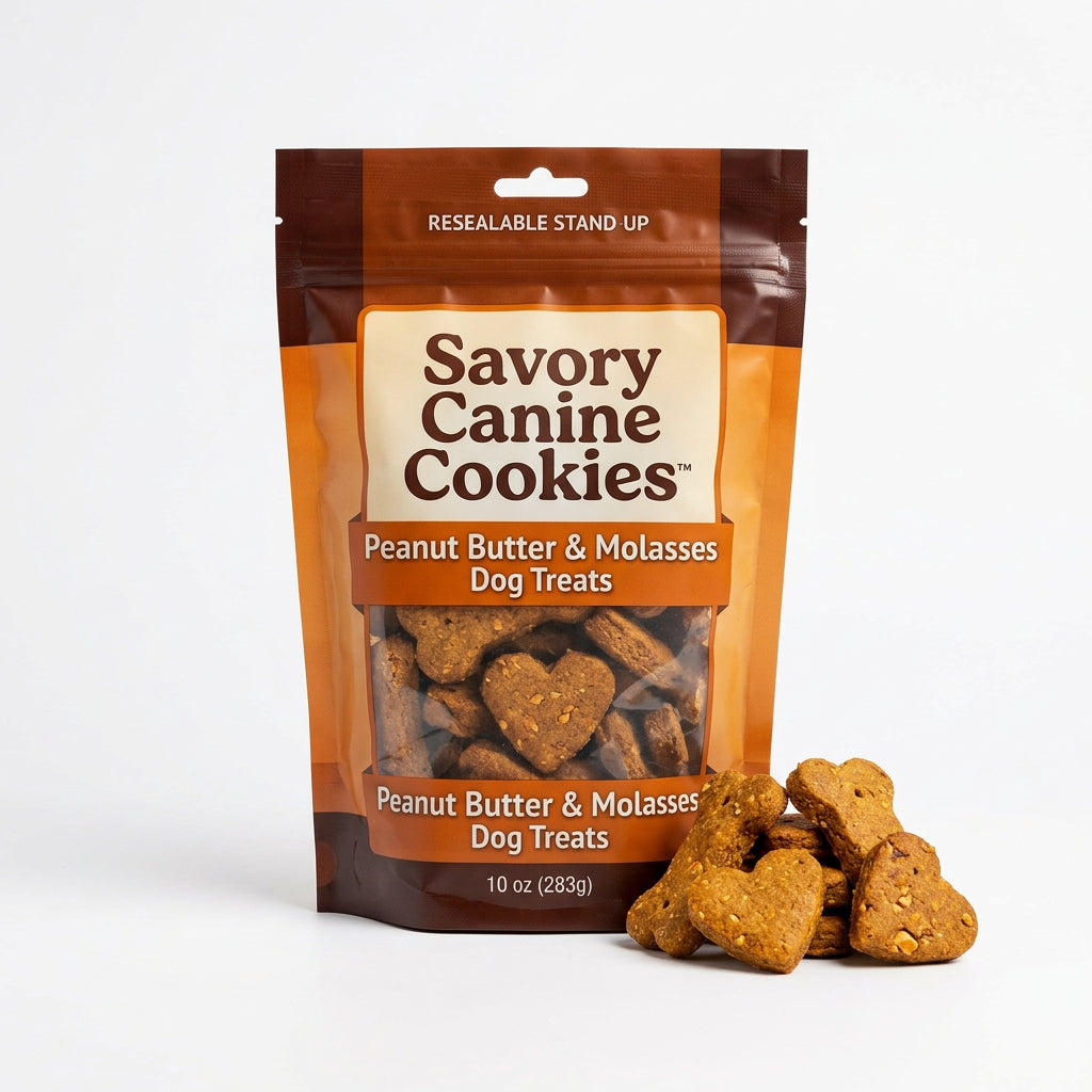 Savory Canine Cookies Dog Treats Peanut Butter & Molasses (10 oz)