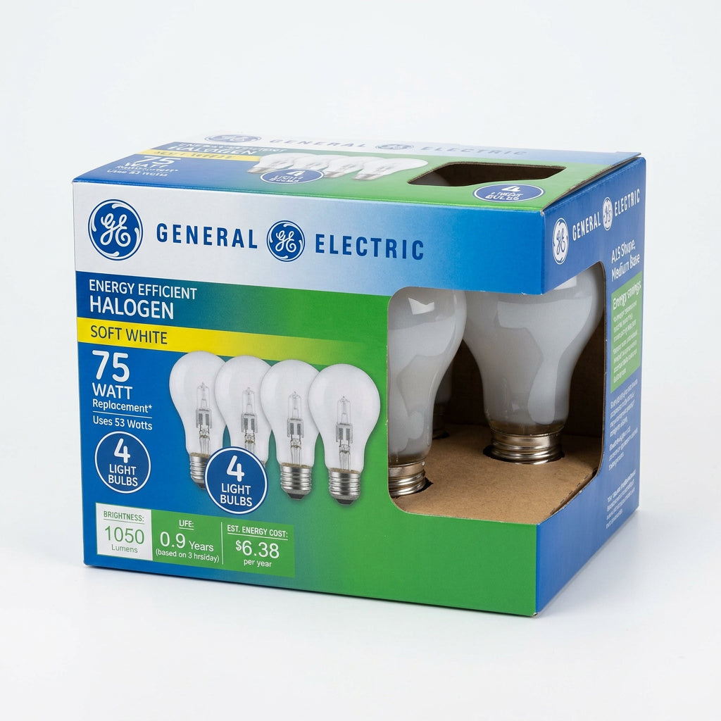 General Electric Energy Efficient Halogen Light Bulb Soft White 75 Watt (4 ct)