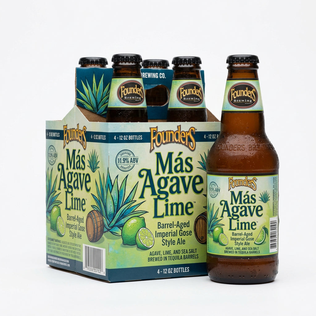 Founders Brewing Co. Mas Agave Lime Barrel Aged Imperial Gose Style Ale Bottles (12 oz x 4 ct)
