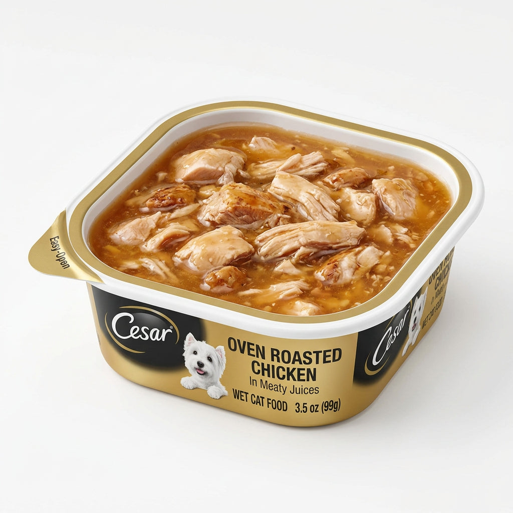 Cesar Oven Roasted Chicken Wet Cat Food in Meaty Juices (3.5 oz)