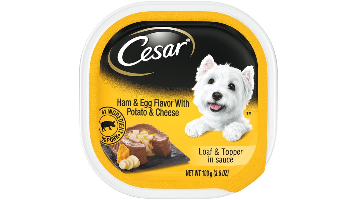 Cesar Loaf & Topper in Sauce Wet Dog Food Ham & Egg with Potato & Cheese (3.5 oz)