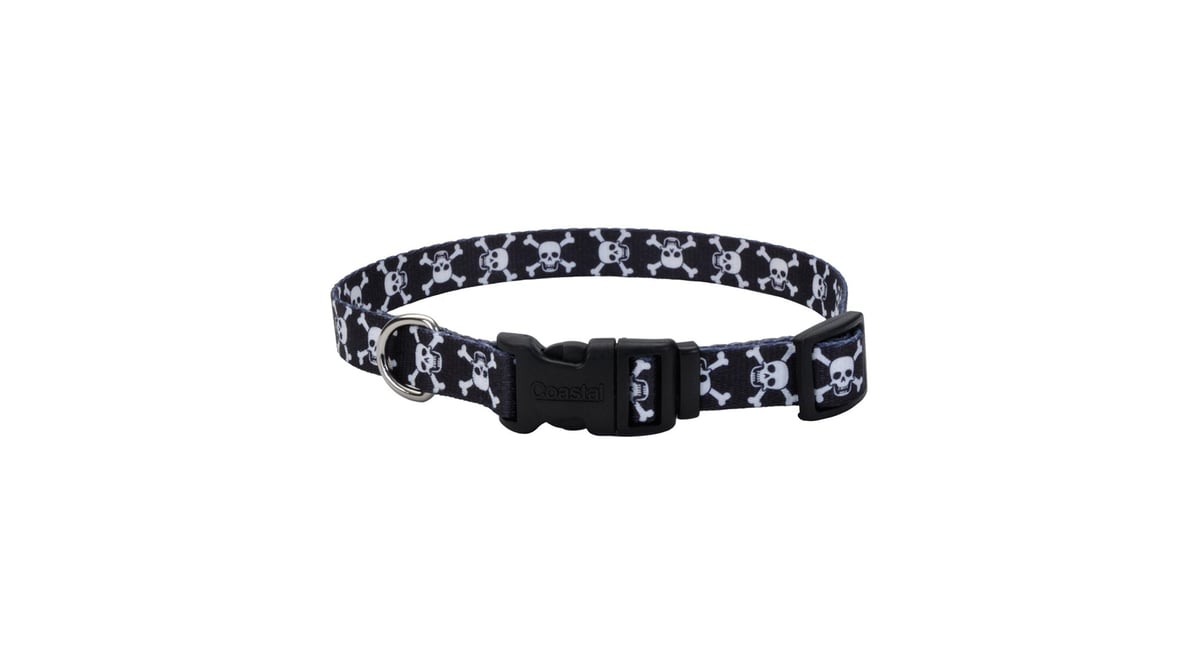 Styles by Coastal Black Skulls Small 5/8' x 10'-14" Adjustable Dog Collar