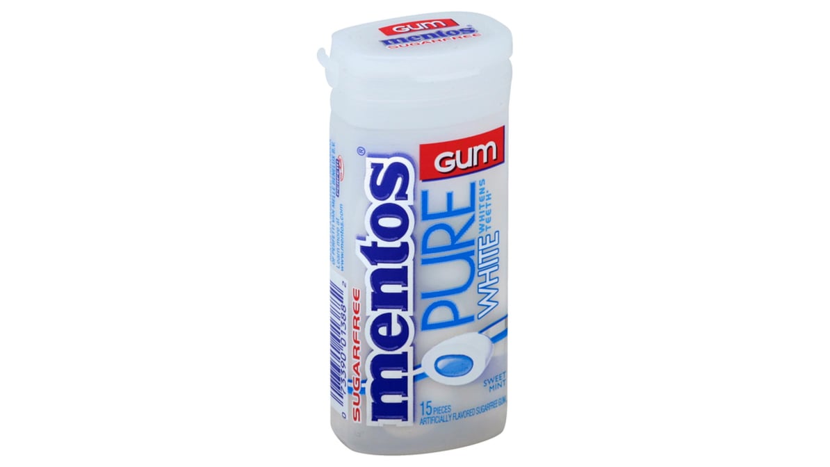 Mentos Sugar Free Pure White Sweet Mint Gum (15 ct)