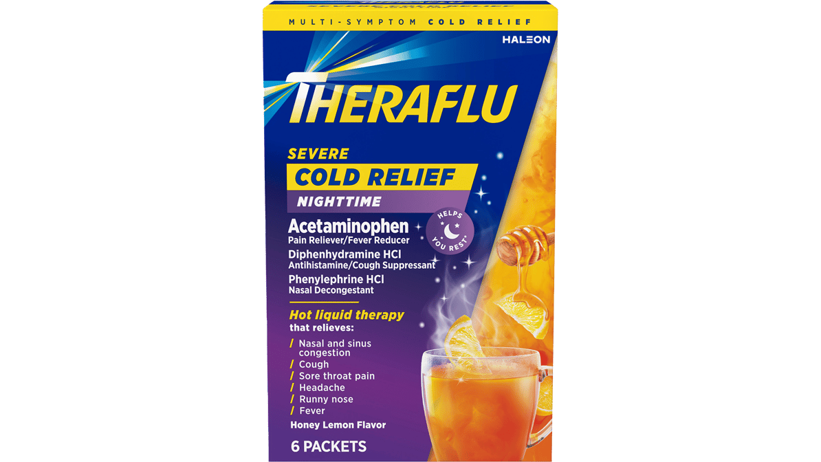 Theraflu Nighttime Severe Honey Lemon Multi-Symptom Cold Relief Packets (6 ct)