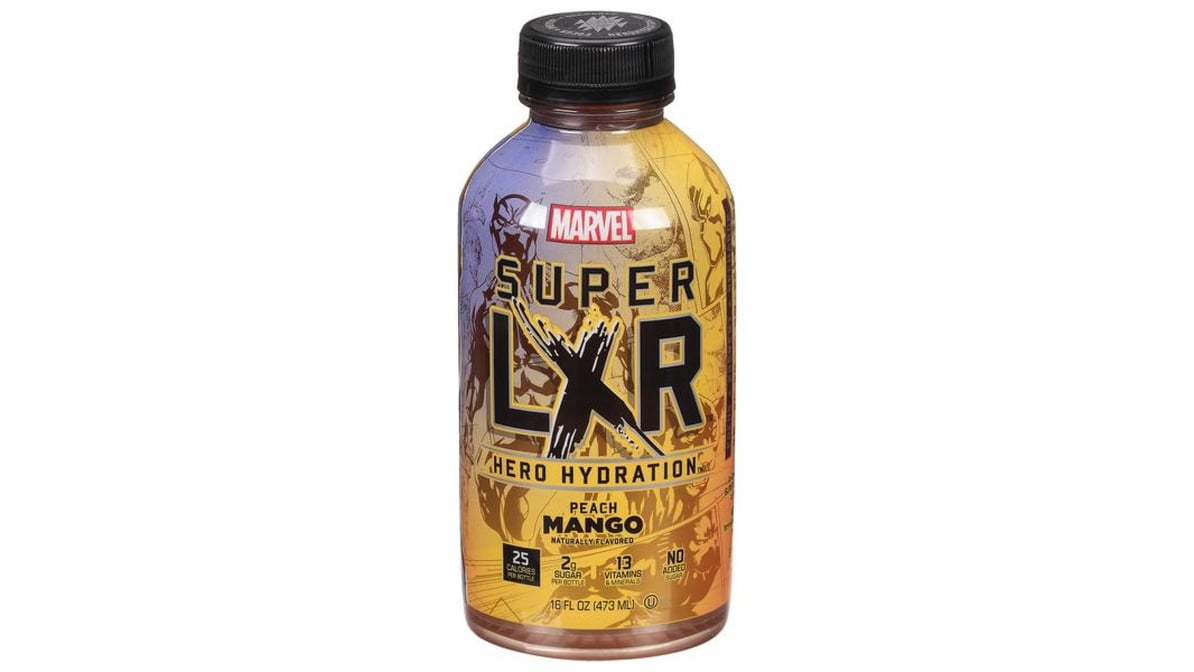 AriZona Super LXR Marvel Hero Peach Mango Hydration Sports Drink Bottle (16 oz)