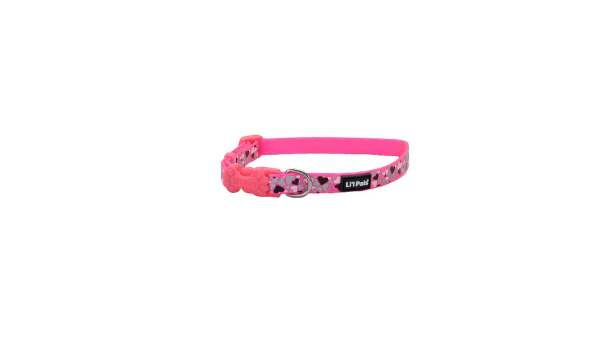 Coastal Pet Li'l Pals Reflective Dog Collar 3/8 x 8-12 Pink Heart