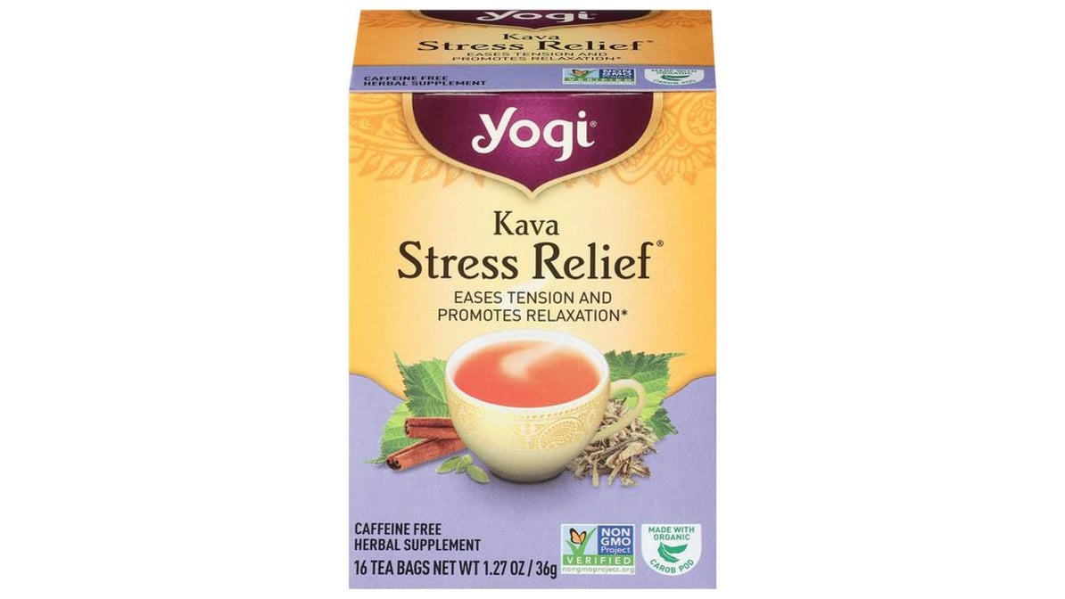 Yogi Tea Kava Stress Relief Eases Tension and Promotes Relaxation Herbal Tea Bags (16 ct)