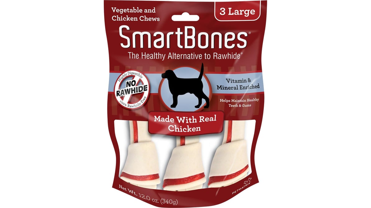 SmartBones Bone Chews Dog Treat Large Chicken (3 ct)