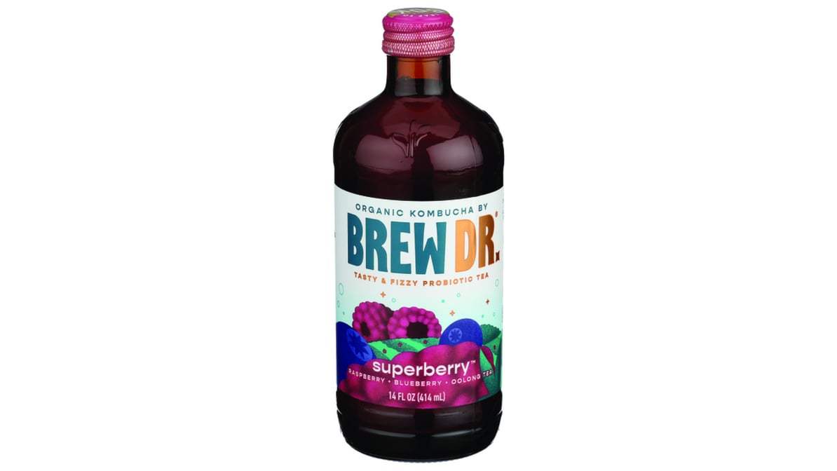 Brew Dr. Organic Superberry Kombucha Bottle (14 oz)