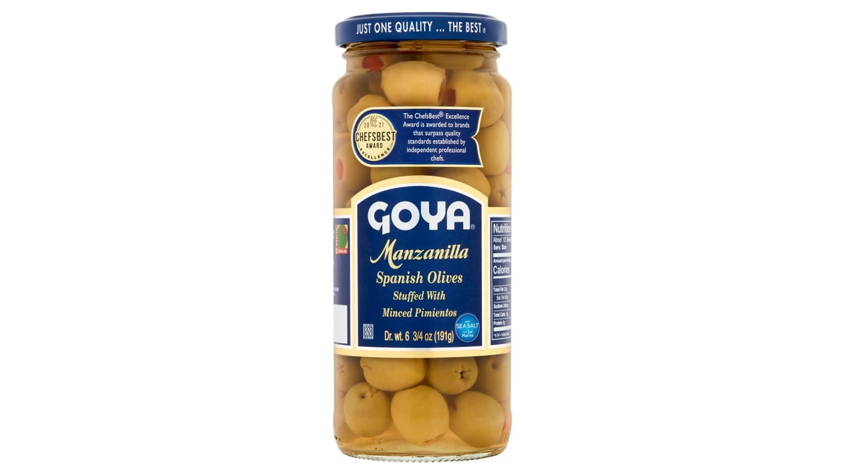 Goya Foods Manzanilla Spanish Olives Stuffed with Minced Pimientos (6.75 oz)