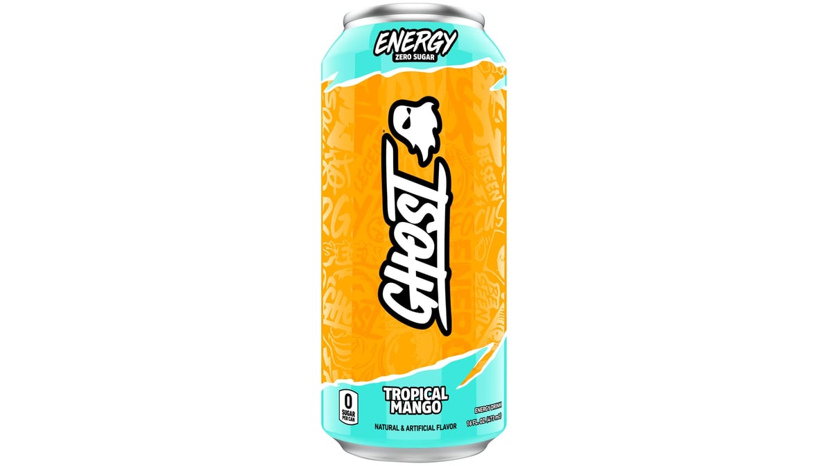 Ghost Zero Tropical Mango Energy Drink Can (16 oz)