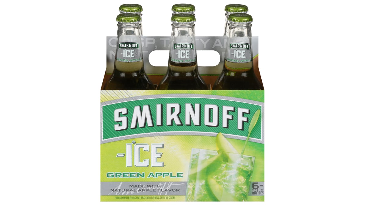 Smirnoff Ice Green Apple Malt Beverage Bottles (11.2 oz x 6 ct)