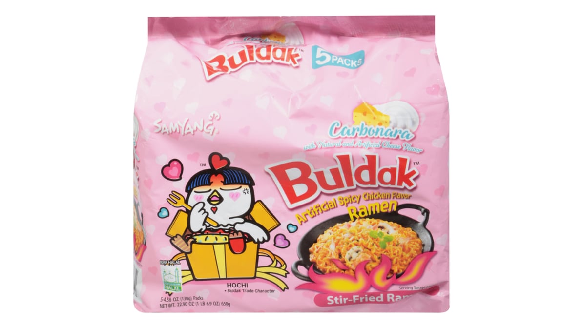 Samyang Buldak Carbonara Spicy Chicken Stir-Fried Ramen (4.58 oz x 5 ct)