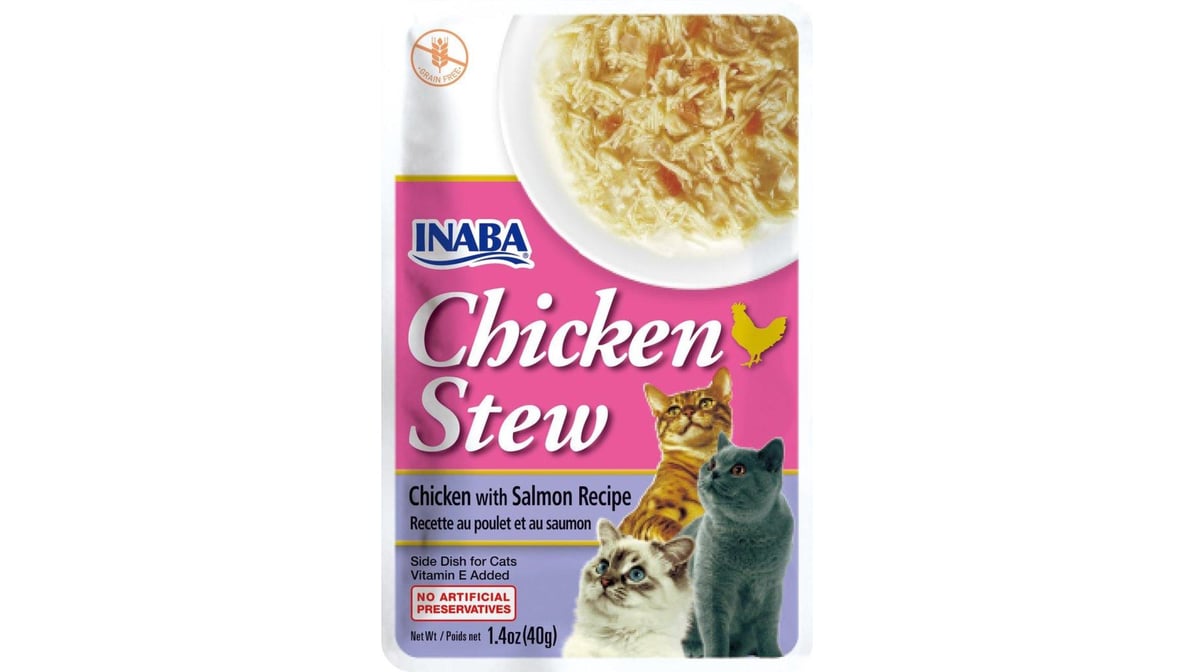 Inaba Chicken Stew Grain-Free Cat Treats Chicken with Salmon Recipe (1.4 oz)
