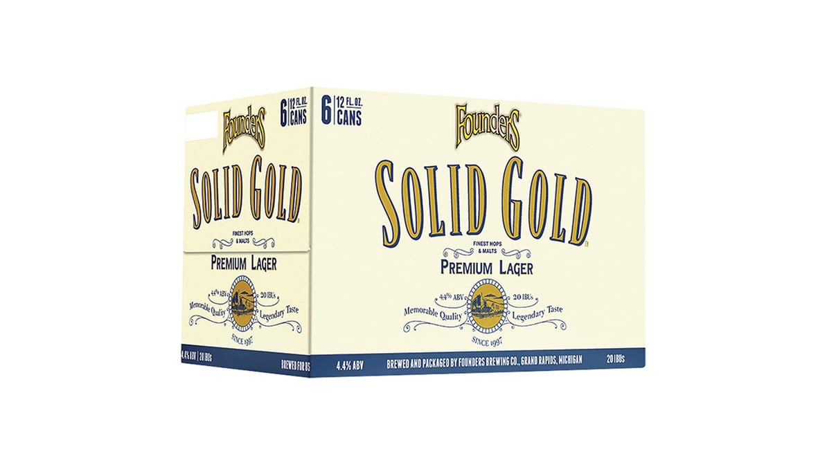 Founders Brewing Co. Solid Gold Premium Lager Cans (12 oz x 6 ct)