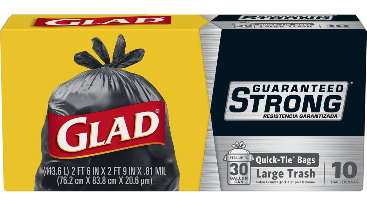 Glad 30 gal Bags Large Black (10 ct)