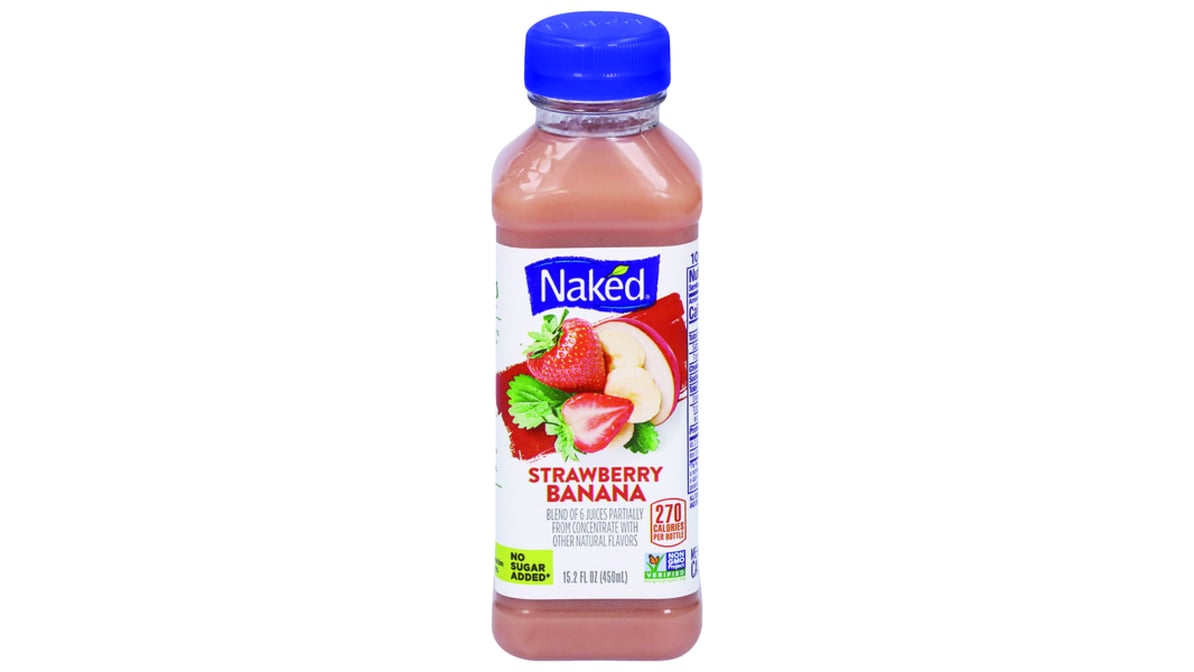 Naked No Added Sugar Strawberry Banana Juice Bottle (15.2 oz)