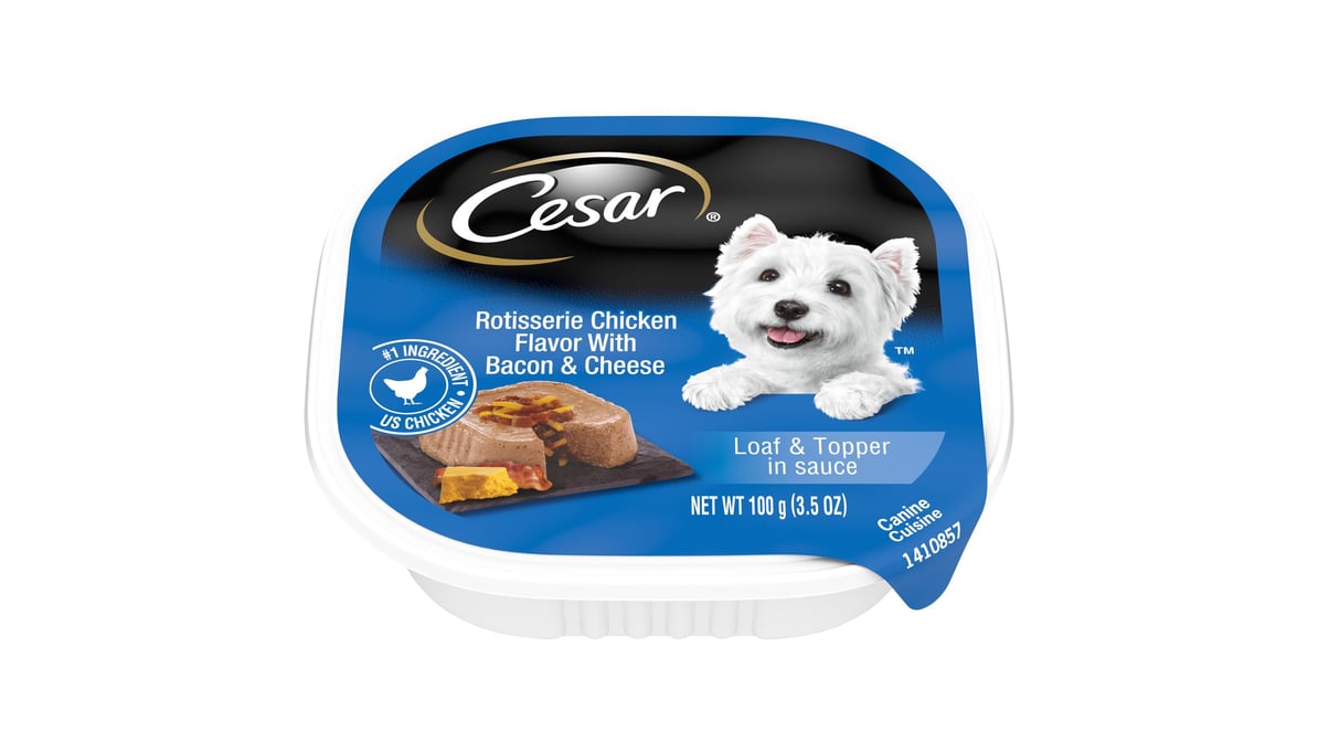 Cesar Rotisserie Chicken with Bacon and Cheese Topper in Sauce Wet Dog Food (3.5 oz)