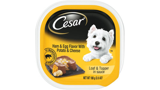 Cesar Loaf & Topper in Sauce Wet Dog Food Ham & Egg with Potato & Cheese (3.5 oz)