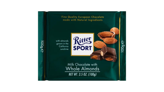 Ritter Sport Milk Chocolate with Whole Almonds Candy Bar (3.5 oz)