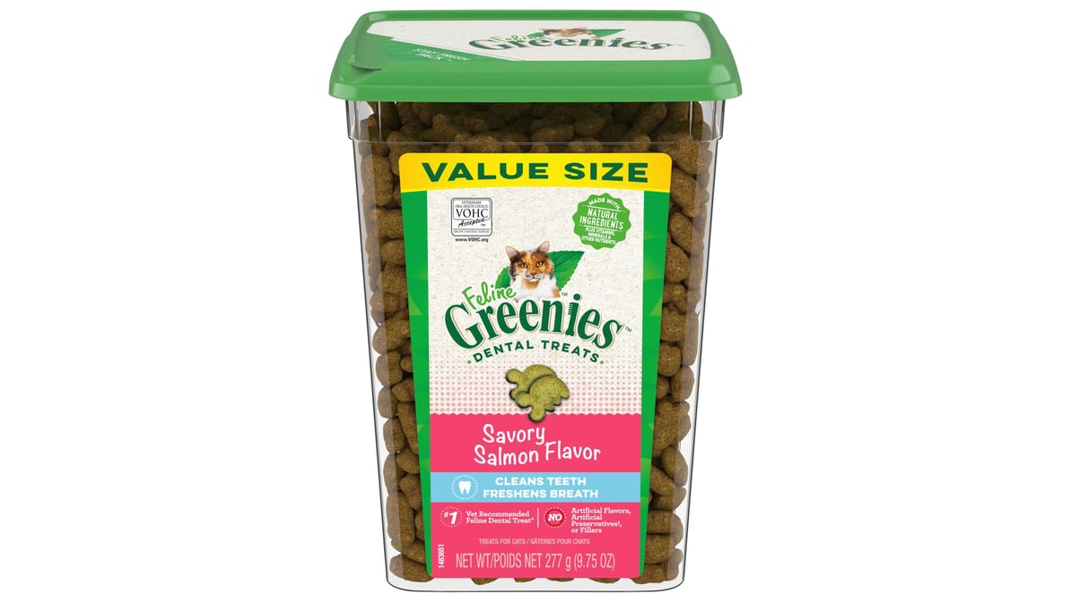 Greenies Dental Cat Treats Value Size Savory Salmon Flavor (9.75 oz)