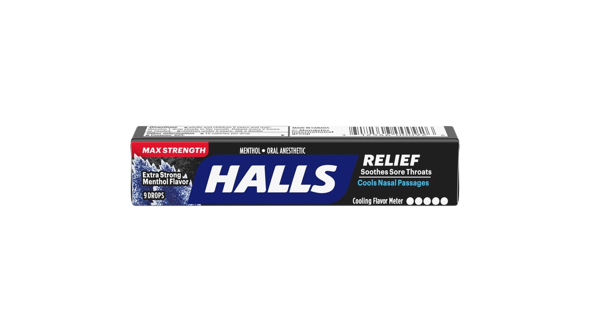 HALLS Relief Extra Strong Oral Anesthetic Drops Menthol Flavor (9 ct)