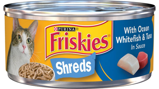 Purina Friskies Savory Shreds Wet Cat Food with Ocean Whitefish & Tuna in Sauce (5.5 oz)