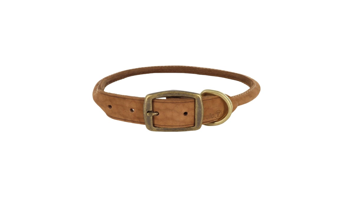 Circle T Rustic Leather Round Dog Collar Chocolate 14