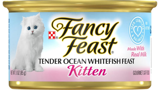 Purina Fancy Feast Canned Kitten Cat Food Tender Ocean Whitefish Feast (3 oz)