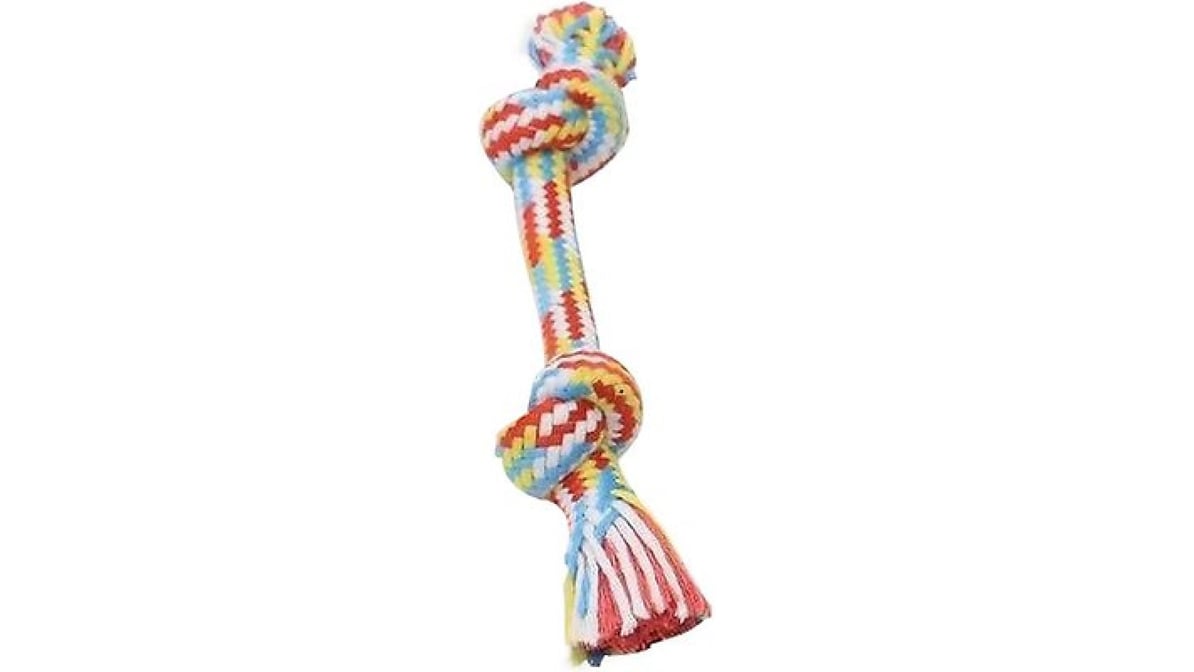 Mammoth Braidys 2 Knot Rope Bone Dog Toy Small