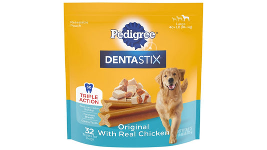 Pedigree Dentastix Dog Treats for Large Dogs Original with Real Chicken (32 ct)