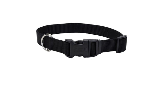 Coastal 5/8" x 10' - 14" Black Adjustable Dog Collar with Plastic Buckle