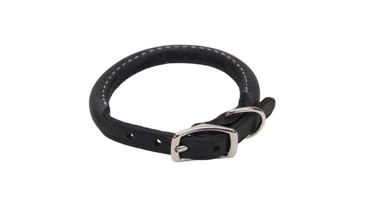 Circle T Oak Tanned Leather Round 3/8" x 14" Black Dog Collar